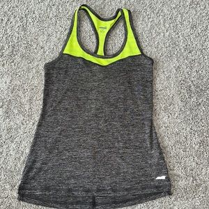 Avia XS neon yellow and gray racerback athletic top.